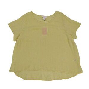 Women's yellow short-sleeved round-neck blouse by Only Necessities. Size 2X.